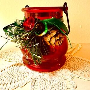 Glass Holiday Candle Holder